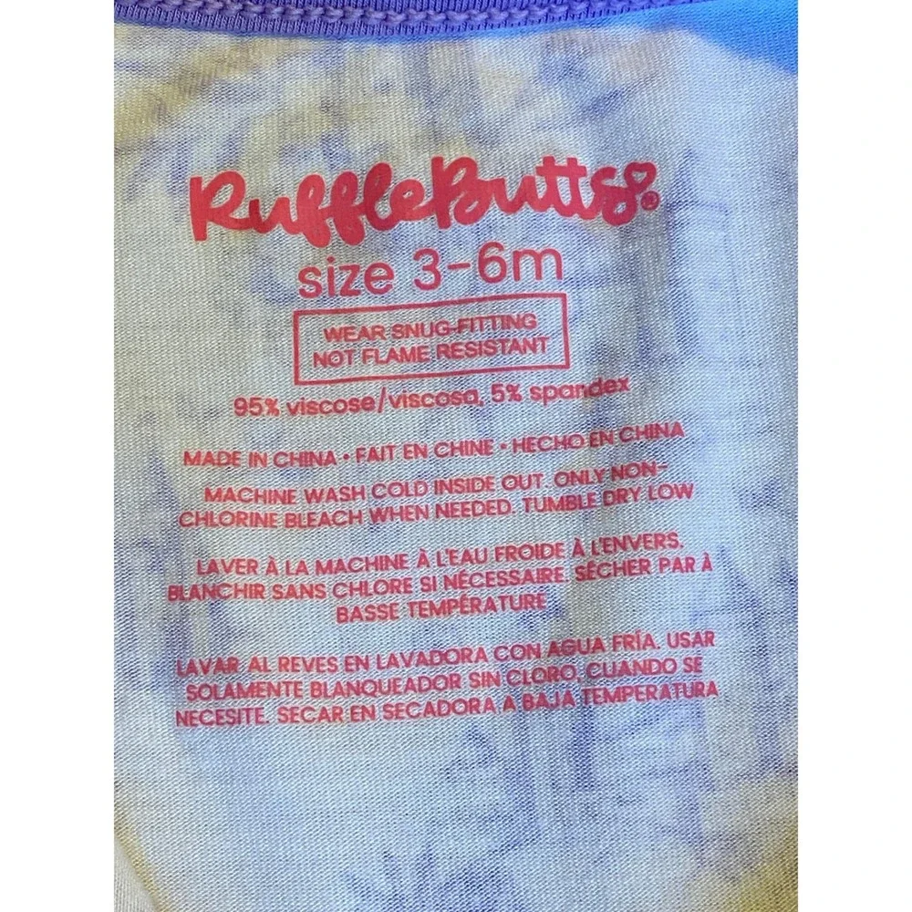 RuffleButts Convertible Ruffle One Piece Pajama Toile Baby Girl Sleeper 3-6M